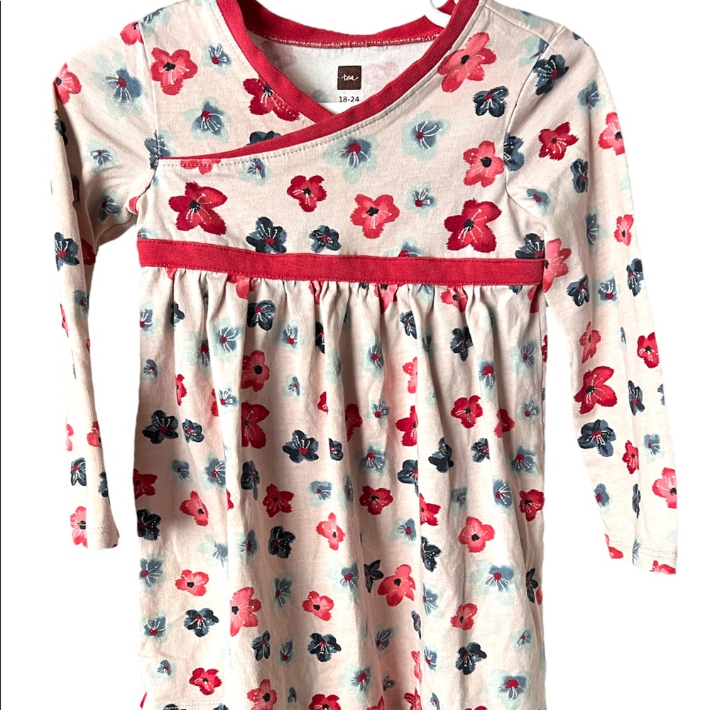 Tea Collection Long Sleeve Wrap Neck Dress